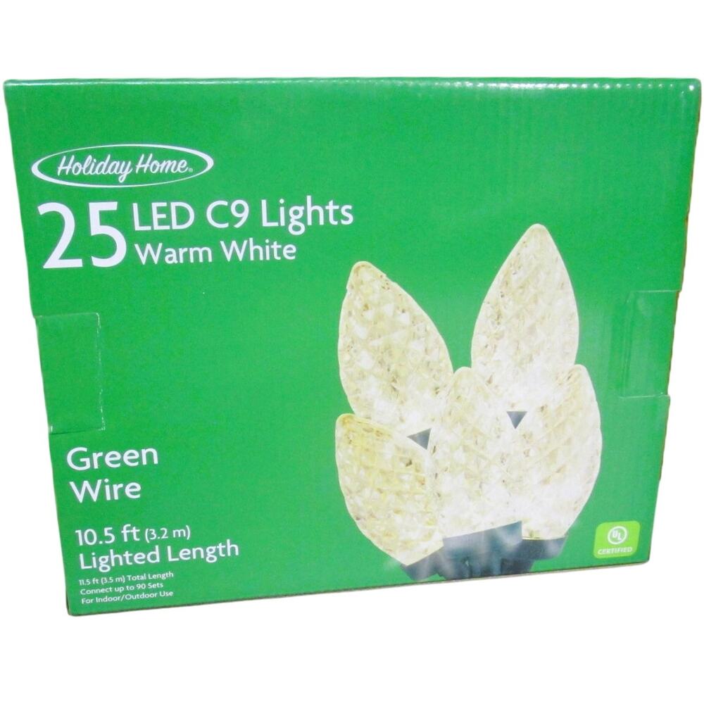Holiday Home LED C9 Warm White Lights 25 Count Indoor or Outdoor 10.5 feet